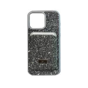 Чехол для iPhone 15 Pro Max Swarovski с картхолдером MagSafe 10МР27 (Silver)