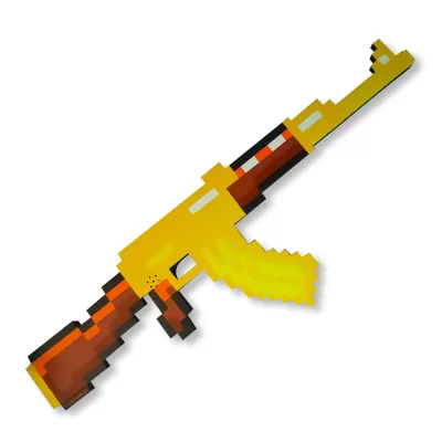 Автомат АК-47 пиксельный Майнкрафт (Minecraft) 8Бит 68см