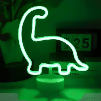 Неоновый LED ночник "Dino", зелёное свечение (24х28,5 см)