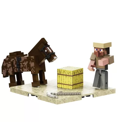 Фигурка Minecraft Житель с лошадью с магнитным конструктором