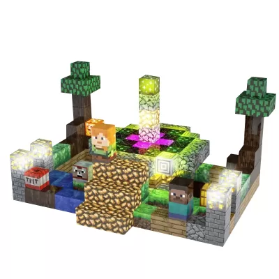 Магнитный конструктор Minecraft Портал, 180 блоков (15 светящихся)