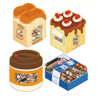 Домик с наклейками антистресс румбокс Еда набор 4шт + пинцет