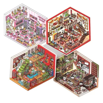 Домик с наклейками антистресс румбокс За покупками набор 4шт + пинцет