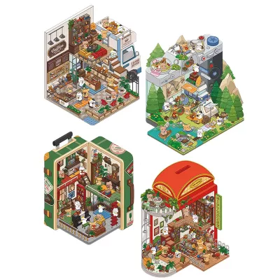 Домик с наклейками антистресс румбокс Путешествие набор 4шт + пинцет