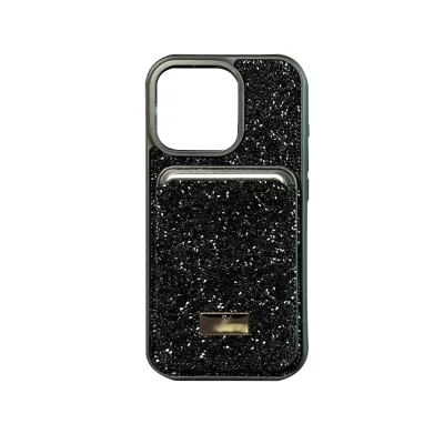 Чехол для iPhone 16 Pro Swarovski с картхолдером MagSafe 10МР27 (Black)