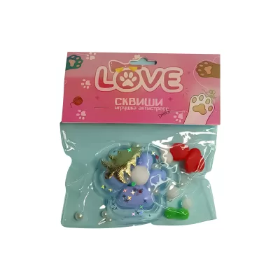 Сквиш-лапка антистресс, кошачья лапка "Love" 7 см