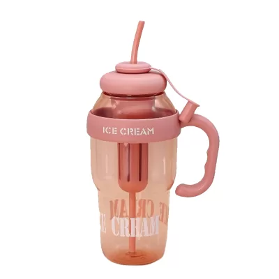 Бутылка с трубочкой "Ice cream" оранжевая, 1400 мл