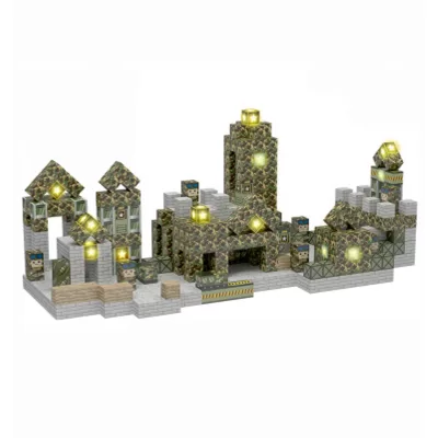 Магнитный конструктор Minecraft Военная База, 132 блока (5 светящихся)