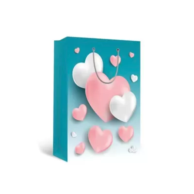 Пакет подарочный (L) "Hearts", blue (