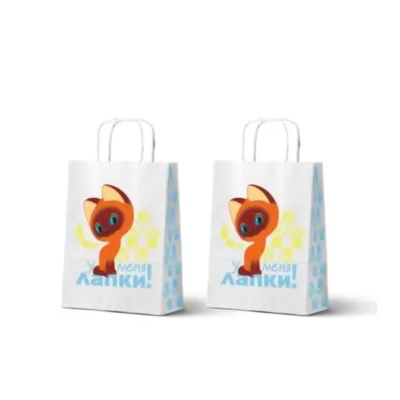 Пакет подарочный «Котёнок по имени Гав. У меня лапки», белый