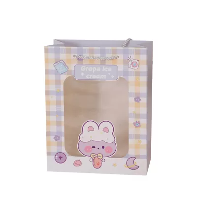 акет подарочный (XS) "Lovely animals, plaid", yellow-blue