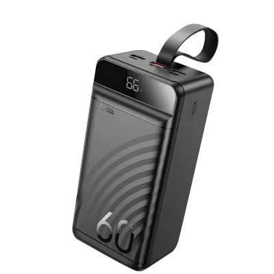 Внешний АКБ Hoco J123C 60000mAh, 3хUSB, 3A, PD 22,5W+20W+QC3.0 быст. зар LED дисплей, черный