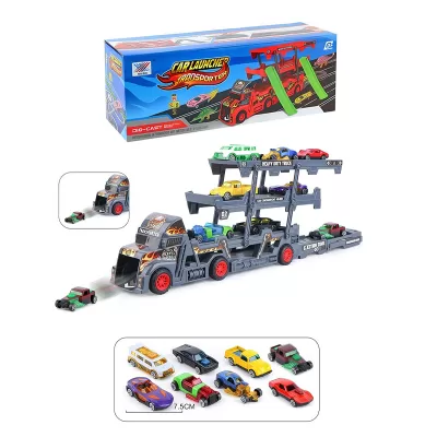 Игровой набор Автовоз и 8 машинок, серый + 1 полицейская в подарок