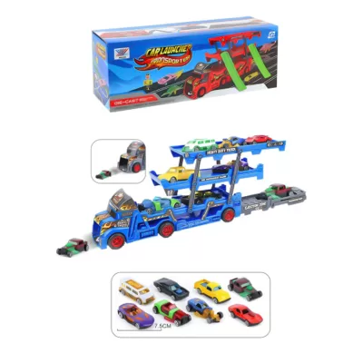 Игровой набор Автовоз и 8 машинок, синий + 1 полицейская в подарок