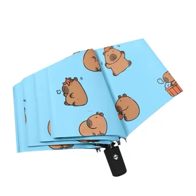 Зонт-автомат "Capybara chilling" голубой