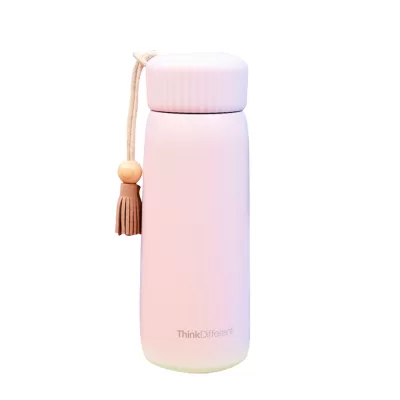 Термос "Think Different" с кисточкой, розовый, 400мл