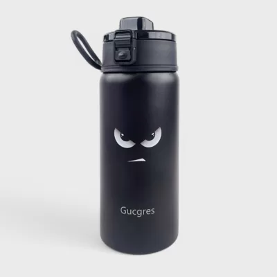 Термос-кружка "Gucgres" злой взгляд, черный, 550мл