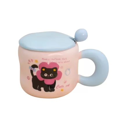 Кружка «Lovely cat, flower», pink (450 ml)