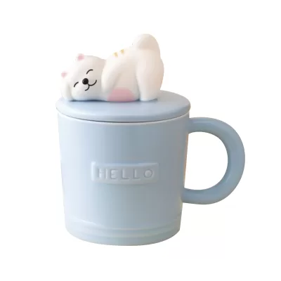 Кружка керамическая «Hello chubby cat», blue (430 мл)