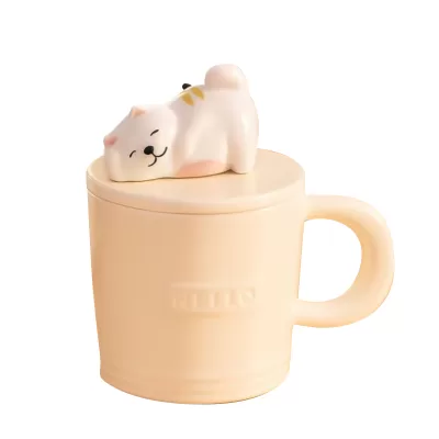 Кружка керамическая «Hello funny cat», yellow (430 мл)