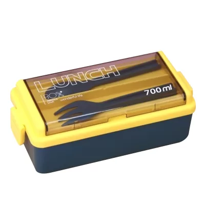 Ланчбокс "Life every day", yellow-blue (ложка+вилка), 700 мл