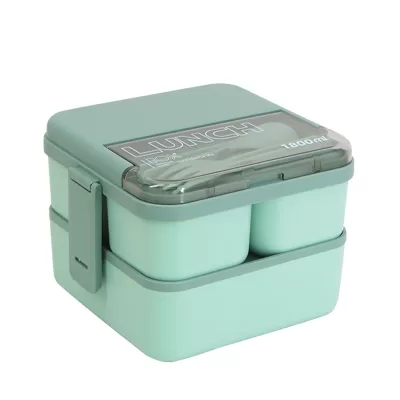 Ланчбокс "Sistem lunch", зелёный, 2 яруса, 4 отделения (1800 мл)