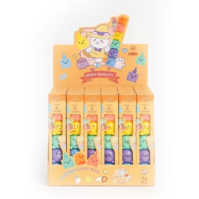 Маркер текстовыделитель "Cat on cat", 6 в 1, mix