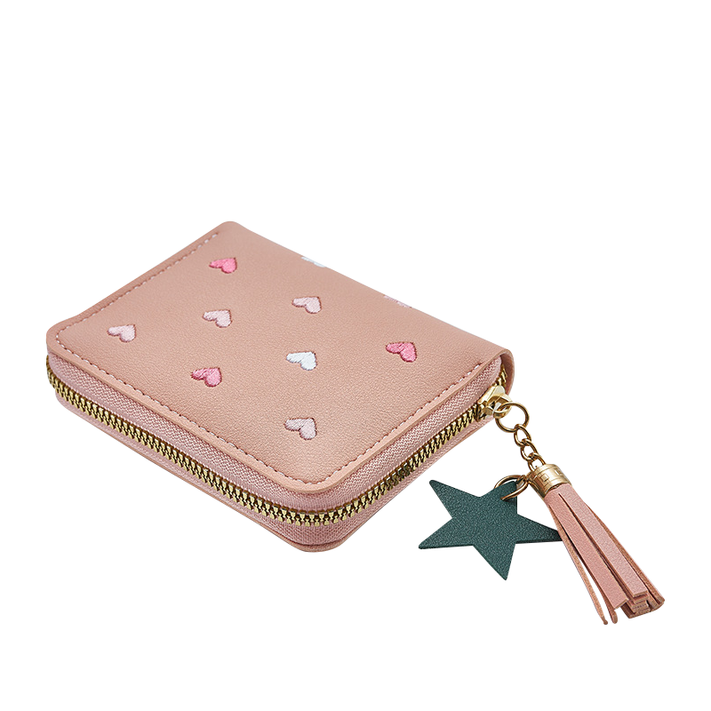 Мини-кошелек Сердечки с кисточкой, розовый Мини-кошелек “Сердечки” с кисточкой, розовый