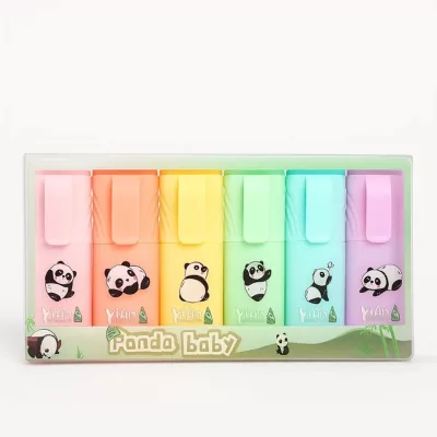 Набор маркеров текстовыделителей "Lovely pandas", 6 шт, mix