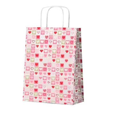 Пакет подарочный "Сердечки", pink (24*14*30)