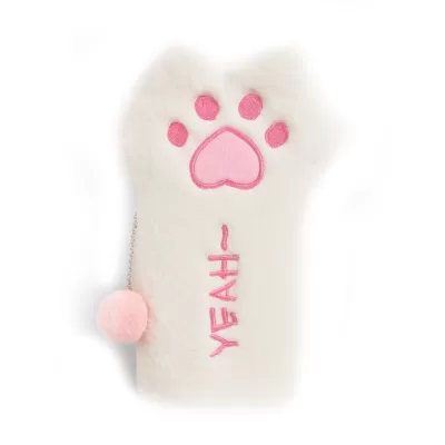 Пенал плюшевый "Pink paw", white (20*12,5 см)