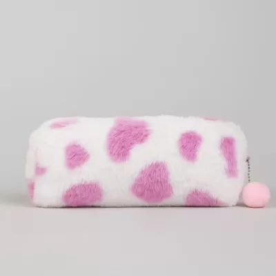 Пенал плюшевый "Pink spot", white (19*5*7 см)