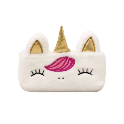 Пенал плюшевый "Unicorn golden horn", white (20*10 см)