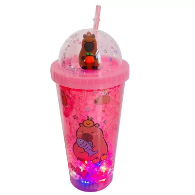 Тамблер с подсветкой iLikeGift "Capybara burger", red (450 мл)