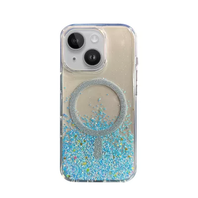 Чехол iP 15 DFANS Bling Magsafe (Blue)