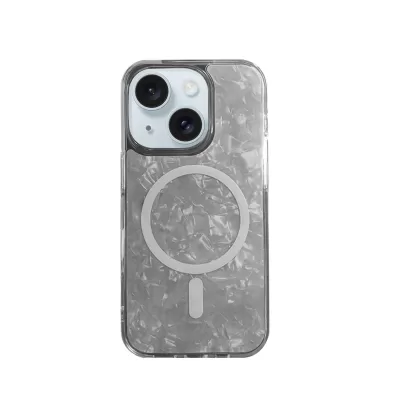 Чехол iP 14 DFANS Pearl Case Magsafe (Silver)