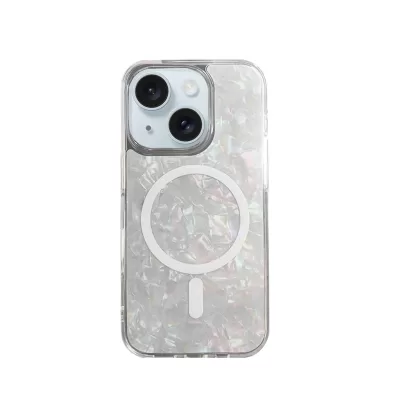 Чехол iP 14 DFANS Pearl Case Magsafe (White)