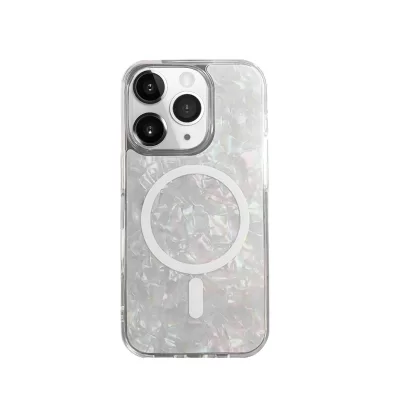 Чехол iP 16 Pro DFANS Pearl Case Magsafe (White)