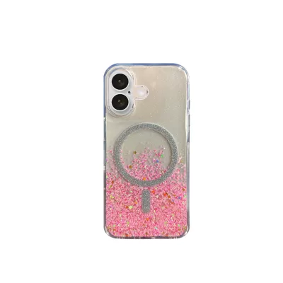Чехол iP 16 DFANS Bling Magsafe (Pink)