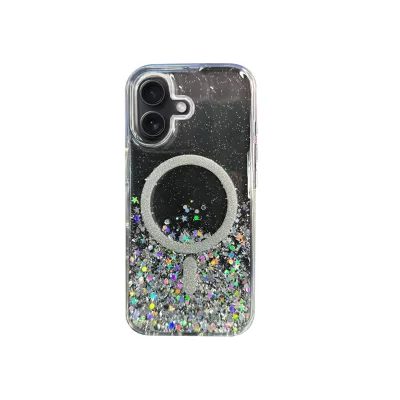 Чехол iP 16 DFANS Bling Magsafe (White)