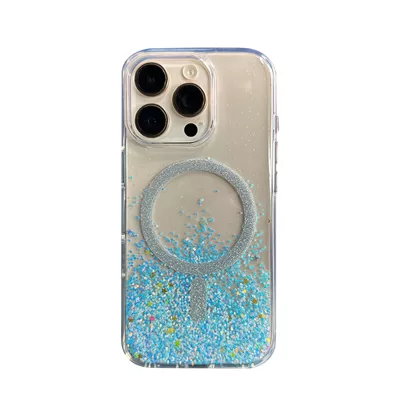 Чехол iP 16 Pro DFANS Bling Magsafe (Blue)