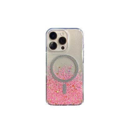 Чехол iP 16 Pro DFANS Bling Magsafe (Pink)