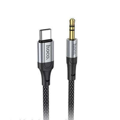 Аудио кабель AUX 3.5mm Type-C Hoco UPA26 черный