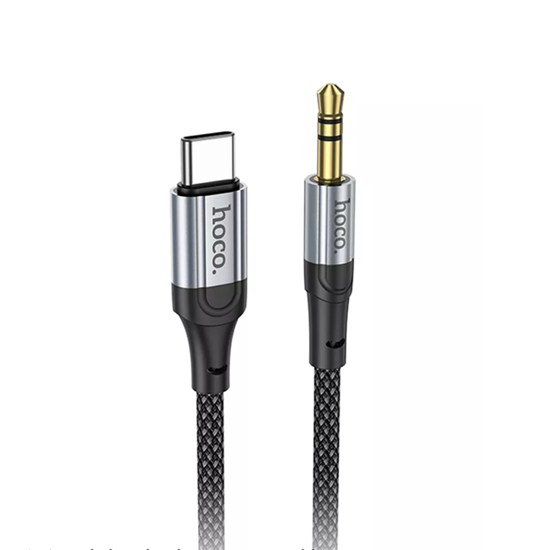 Аудио кабель AUX 3.5mm Type-C Hoco UPA26 черный