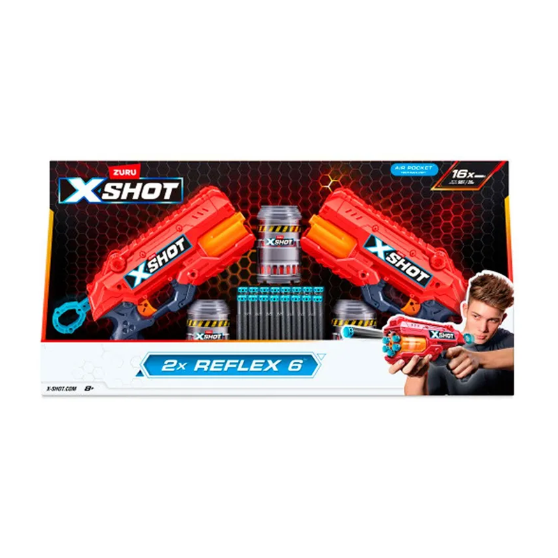 Игровой набор ZURU X-Shot EXCEL Рефлекс ДУО (2 бластера, 3 мишени, 16 снарядов)