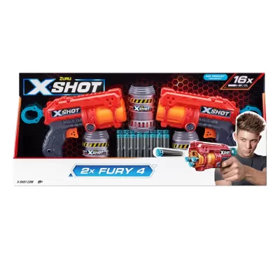 Игровой набор ZURU X-Shot EXCEL Фьюри ДУО (2 бластера, 3 мишени, 16 снарядов)