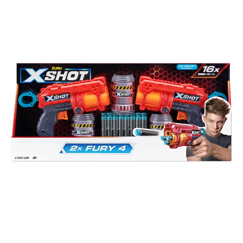 Игровой набор ZURU X-Shot EXCEL Фьюри ДУО (2 бластера, 3 мишени, 16 снарядов)