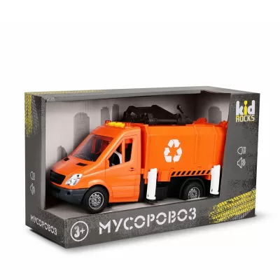 Игрушка-мусоровоз KID ROCKS, масштаб 1:16,со звуком и светом, инерц. механизм