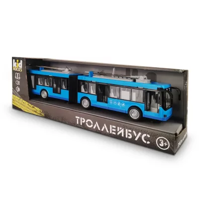 Игрушка-троллейбус гармошка KID ROCKS, масштаб 1:16,со звуком и светом, инерц. механизм