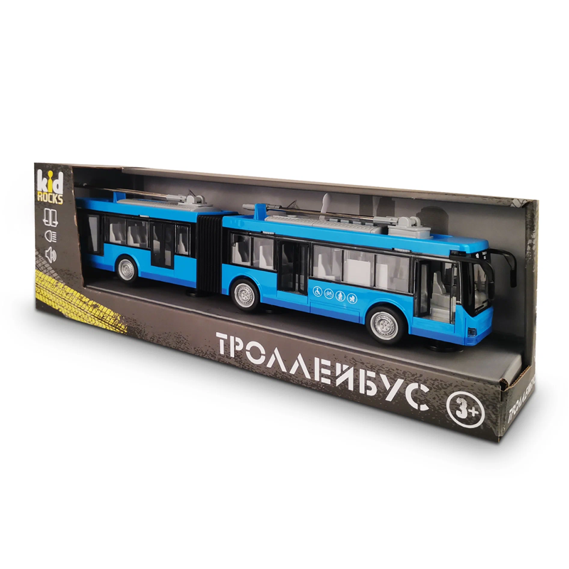 Игрушка-троллейбус гармошка KID ROCKS, масштаб 116,со звуком и светом, инерц. механизм Игрушка-троллейбус гармошка KID ROCKS, масштаб 1:16,со звуком и светом, инерц. механизм